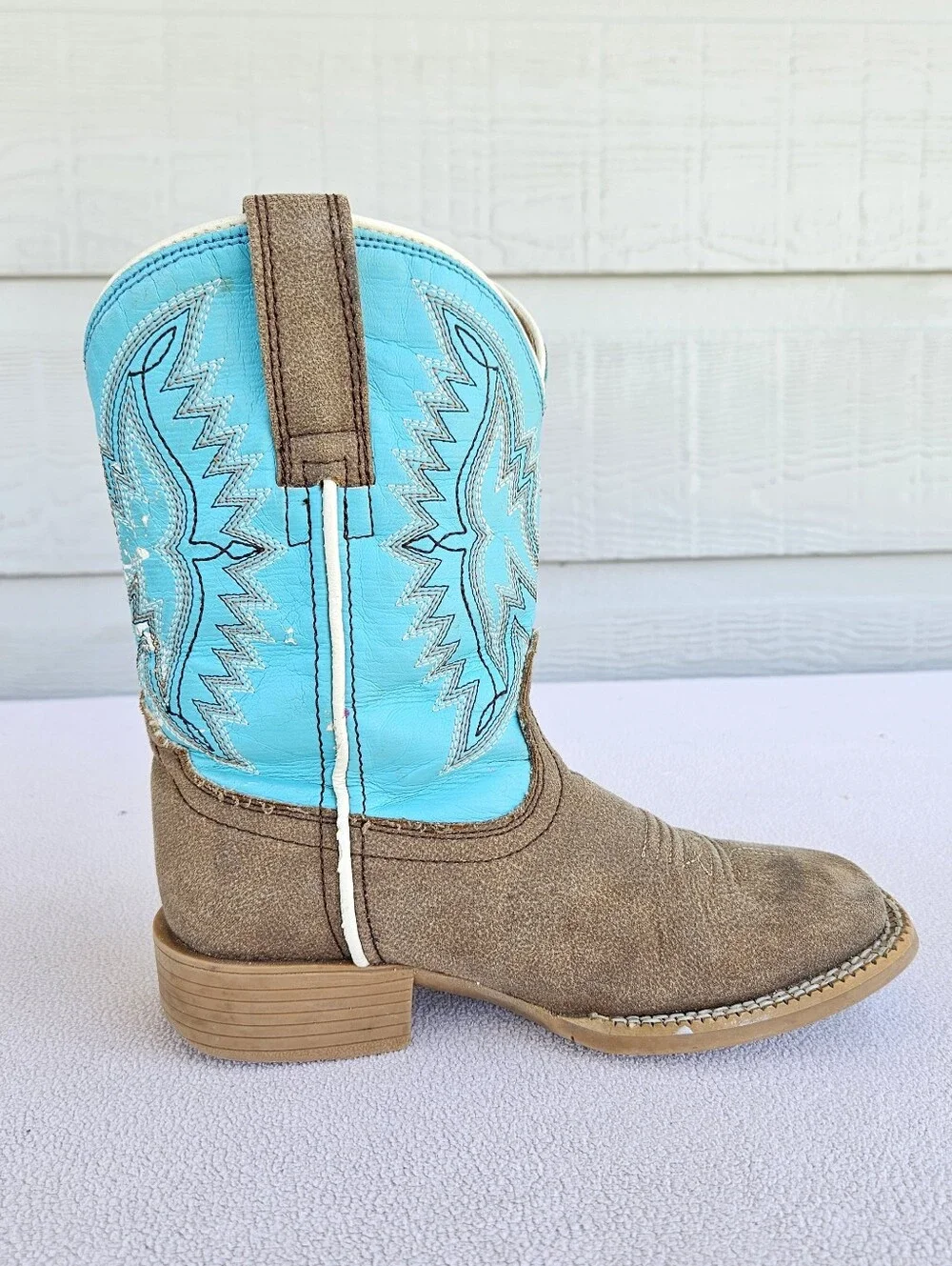 Ariat Bristo Square Toe Western Cowboy Boots Toddler SZ 10 Brown Turquoise